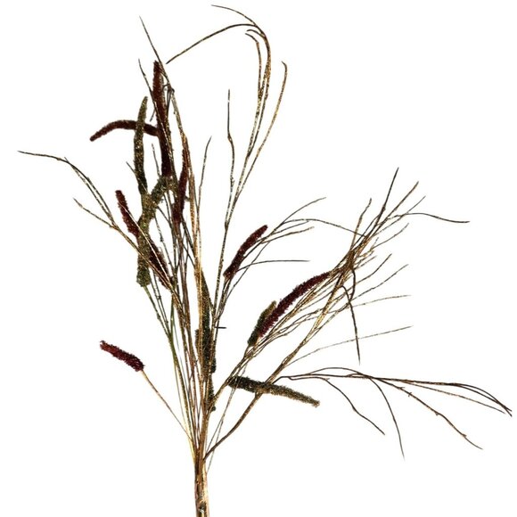 Glitter Artificial Floral Grass Spray Red & Gold Decorative Branch Stems Christm - Picture 11 of 11